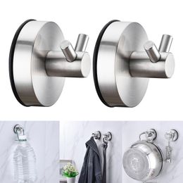 Kitchen Towel Hooks 2pcs 5KGS Vacuum Suction Cup Hook Reusable Hanger Stainless Steel Robe Nickel Bathroom Home Accessories 230625