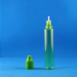 30ML PET GREEN Colour Dropper Bottles With Double Proof Caps Highly transparent Child Safe long nipple 100PCS Uajvd