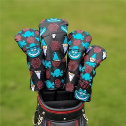 Other Golf Products Skull Golf Club #1 #3 #5 Wood Headcovers Driver Fairway Woods Cover PU Leather High quality Putter Head Covers 230625