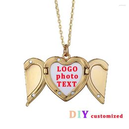 Pendant Necklaces Sublimation Blank Locket Angel Wing Necklace Custom