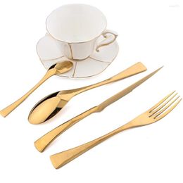 Dinnerware Sets 24pcs Gold Flatware Set Steak Knife Fork Spoon Stainless Steel Cutlery Kitchen Dinner