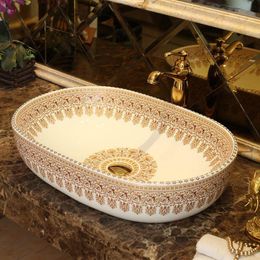 Increase widen Handmade porcelain wash basin Europe Vintage Style Lavobo Ceramic Countertop Bathroom Sink Washbasin Wnshs