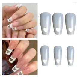 False Nails 504Pcs/Bag Delicate Fake Nail Patch Hollow Out Heart Decoration Acrylic Full Cover Art Design Manicure Tips Sticker