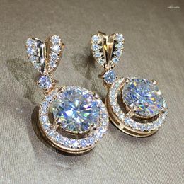 Stud Earrings Exquisite Ladies Heart Shape Big Zircon Inlaid Pendant Fashion Luxury Jewellery Wholesale 2023 Brand