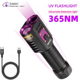 Flashlights Torches 20W UV flashlight 365 black mirror UV flashlight fluorescent oil pollution detection two-in-one white light and purple light 230625