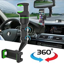 Multifunctional Car Phone Holder 360 Degree Rotation Auto Rearview Mirror Seat Hanging Clip Mount Universal Cell Phone Bracket