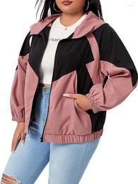 Outerwear Women's Plus Size & Coats Two Tone Raglan Sleeve Hooded Jacket E7Gy#Women's