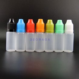 100 Pcs/Lot 10 ML Plastic Dropper Bottles With Child Proof Caps and Tips Safe Vapor Squeeze long nipple Kjmkq