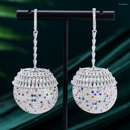 Dangle Earrings Soramoore Luxury Rhinestone Big Ball Pendant For Women Bridal Dangling Party Wedding Jewellery Gifts