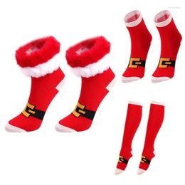 Women Socks Womens Christmas With Faux Fur Cuffs Holiday Xmas Novelty Colorful Cartoon Patterns Knee High Stockings Hosiery