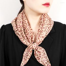 Scarves Fashion Leopard Print Chiffon Pocket Square Summer Neck Guard Baotou Scarf Breathable Travel Outdoors 60 60CM Female Shawl A4