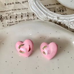 All-match Earrings Spring/Summer Heart Love Heart Candy-Colored Earrings Mid-Ancient Diamond-Embedded All-Match Earrings