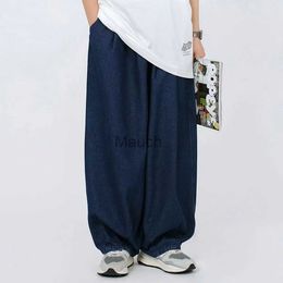 Men's Jeans 2022 Men's Hiphop Fashion Trend Casual Pants Large Overalls Washed Loose Jeans Blablue Color Oversized Trousers J230626