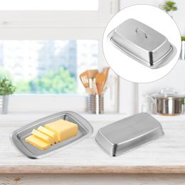 Dinnerware Sets Stainless Steel Butter Box Metal Serving Tray Insulation Dessert Plate Creative Sealing Kitchen Multipurpose Storage