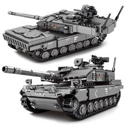 Blocks WW2 Tanks Army Main Battle Tank Military Challenger Leopard 2A7 Soldier Building Blocks Bricks Kids Children Toys Gifts 230625