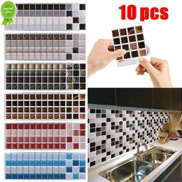 10Pcs Marble Mosaic Tile Stickers DIY Self-Adhesive Bathroom Kitchen Home Wall Decal Waterproof Tile Art Wallpaper
