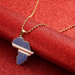 Pendant Necklaces Africa Map & Cabo Verde Gold Colour Jewellery African Gift