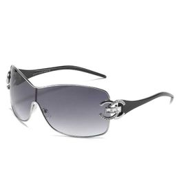 Brand sunglasses Luxury Women's Large Frame Diamond Embedding Fashion Trend One Piece Sunglasses Shades