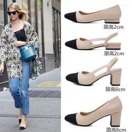 Dress Shoes Nubuck Cowhide Out Sandals Mid Heel Summer Slip-on Buckle Ladies Artificial Open Toe Casual Wedding Pumps Women Sandalias