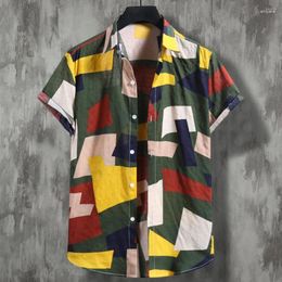 Men's Casual Shirts Men's Beach Tops Stylish Colors Matching Cardigan Colorfast Colorful Shirt Men Garment Summer