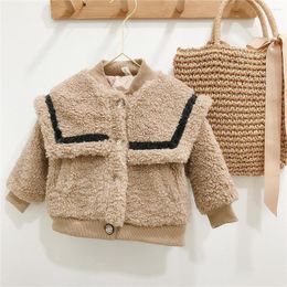 Coat Brown Jacket Winter Spring Outerwear Top Children Clothes School Kids Costume Teenage Girl Clothing Woollen Cloth High Quali