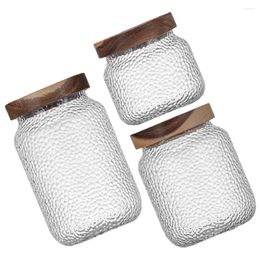 Storage Bottles Acacia Wood Glass Jar Tea Coffee Sugar Canister Set Container Kitchen Canisters Sets The Flour Containers Lids Food Jars