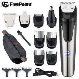 Electric Shavers FivePears Barber Hair Clipper Men 5 In1Hair Cutting Machine Beard Trimmer Men's Electric ShaverHaircut Machine Trimmer For Men 230626