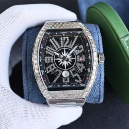 diamond watch Mens Watch 44mm Mechanical movement Stainless Steel Leather Strap Fashion Watches Waterproof Designer WristWatch Montre de luxe