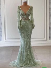 2023 ASO EBI Mint Mint Mermaid Prom Abito Pace Seque a seque del secondo ricevimento Birthday Birthday Gowns Dressings Abites Robe de Soiree ZJ636