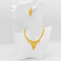 Wedding Jewellery Sets Adixyn Dubai Gold Colour Jewellery Sets For Women 24K Earrings Necklace Nigeria Moroccan Bridal Wedding Party Gifts N110812 230626