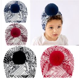 Infant Soft Skin-friendly Warm Turban Hat Fashion Fluffy Ball Toddler Caps Baby Headwear Hair Accessories Photo Props
