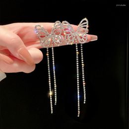 Dangle Earrings Women's Graceful Shiny Butterfly Tassel Stud 2023 Korean Lady Two Wear Method Ear Accessories Luxury Set Auger Jewellery