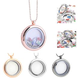Hot new Diy accessories alloy phase box round glass blasting pendant can open pendant necklace ladies Jewellery