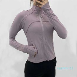 Long Lu Yoga Sleeve Outfits Cropped Sports Jacket LU-38 Women Zip Fiess Winter Warm Gym Top Activewear Running Coats Workout Clothes Woman