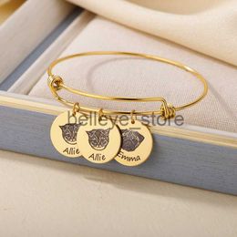 Link Chain Pet Custom Name Photo Bracelet For Women Men Personalized Gift Stainless Steel Round Female Adjustable Thin Dog Anklets Jewelry J230626
