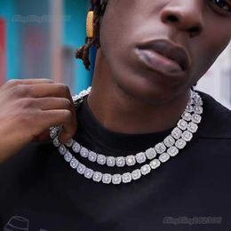 Хип -хоп полный бриллиант -квадрат бриллиант 925 стерлингового серебряного ожерелья женщина