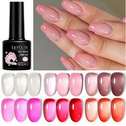 7ML Jelly Pink Nail Gel Polish Translucent Color Gel Vernis Semi Permanent UV Gel Nail Art Top Coat Nail Polish