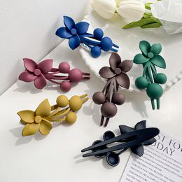 S3739 Fashion Jewellery Women's Plastic Hairpin Hair Clip Bobby Pin Lady Girls Morandi Flower Barrette Duckbill Hair Accessories