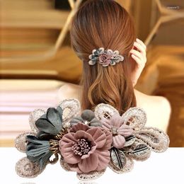 Hair Clips Fashion Headdress Headpiece Handmade Cloth Lace Flower Bow Tie Hairpin Clip Pins Holder Women Accessories Jewellery