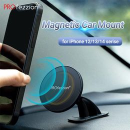 PROfezzion Magnetic Car Phone Holder for iPhone 14/13/12 Pro Max Magsafe Phone Mount Round Car Dashboard Phone Holder