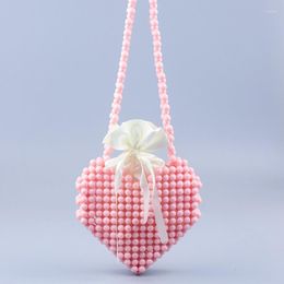 Evening Bags Handmade Beaded Braided Macaron Small Fresh Heart Lipstick Coin Purse Casual Cross-body One Shoulder Bag