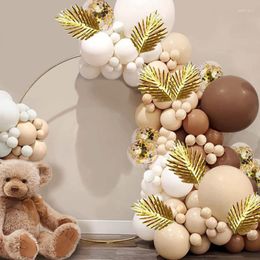 Party Decoration 141pcs Coffee Brown Balloon Arch Kit Apricot White Gold Confetti Balloons Garland Baby Shower Wedding Birthday