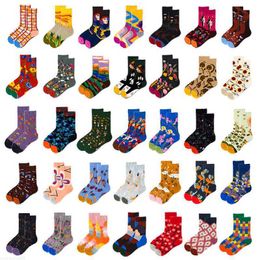 Men's Socks New Popular French Men's and Women's Round Neck Socks Fashion Creative Entertainment Fun Art Harajuku Abstract Oil Socks