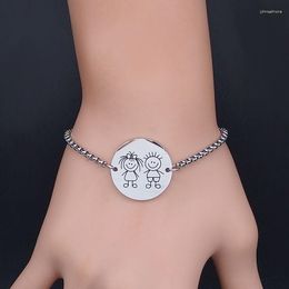 Link Bracelets 2023 Fashion Boy And Girl Bracelet Bangles For Women Stainless Stee Silver Color Jewelry Colgantes B18609S06