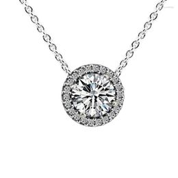 Chains 925 Sterling Silver Classic Elegance Chain Necklace With Clear CZ Pendant For Women DIY Jewelry Collier Wholesale
