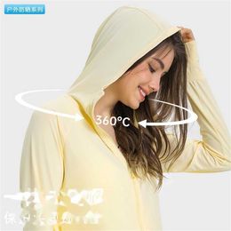 Outdoor Sports and Leisure Upf50+ice Feel Sunscreen Clothing Summer New Cool Breathable High Elastic Long Hooded Jacketkg3t