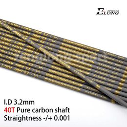 Bow Arrow 6pcs 30-32in 3.2mm Archery Carbon Shaft 40t .001 Pure Carbon Sp500-1000 For Diy ArrowHKD230626