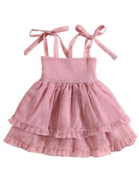 Girl Dresses Toddler Baby Dress Spaghetti Strap Layered Tulle Tutu Infant Kids Summer Party Princess Sundress (Pink 3-4T)