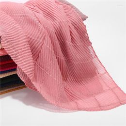 Scarves Women Plain Cotton Ripple Crinkle Shawls Scarf Hijab 2023 Muslim Wrinkle Lurex Headband Wrap19 Color Scarves/scarf