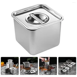 Dinnerware Sets Stainless Steel Taste Cup Salt Organiser Jar Seasoning Holder Bar Condiment Tray Lid Container Sugar Spice Box